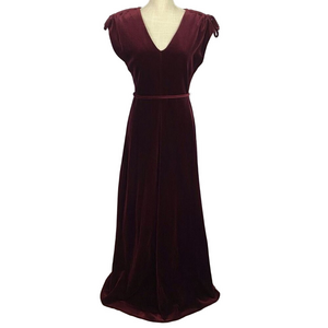 Vintage Red Burgundy Maxi Dress by The Kollection Short Sleeve V Neck women’s S
